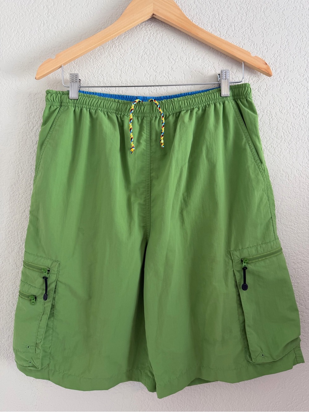 Vintage Sahalie Green Nylon Cargo Swim Shorts Mesh Lined Gorpcore Y2K Unisex M